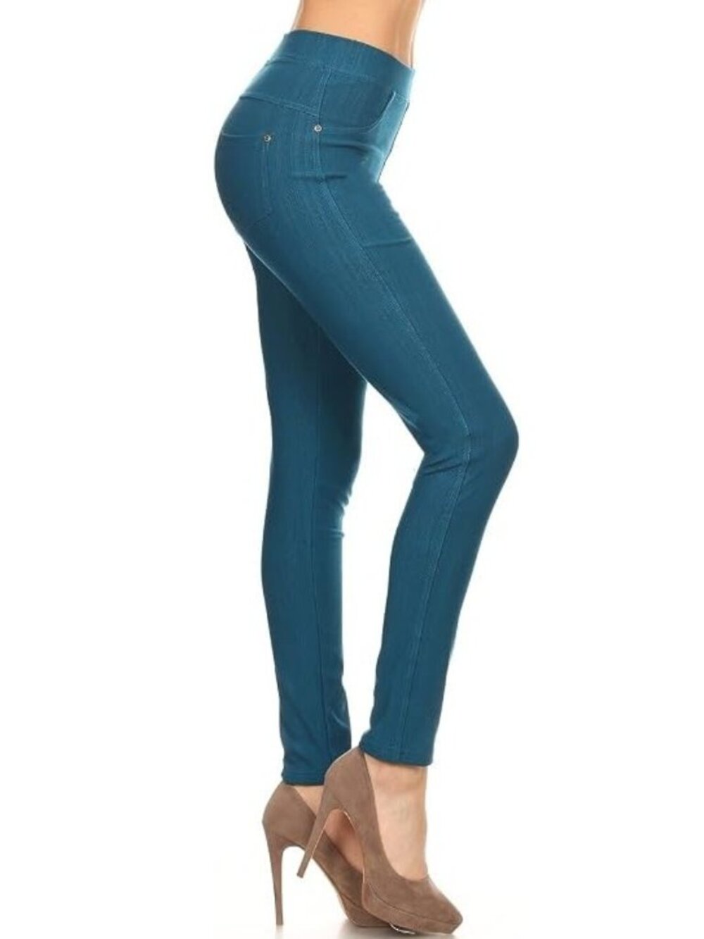 Leggings Depot Women's Cotton Blend Stretch Pull-on Jeggings Pants, Teal - XL